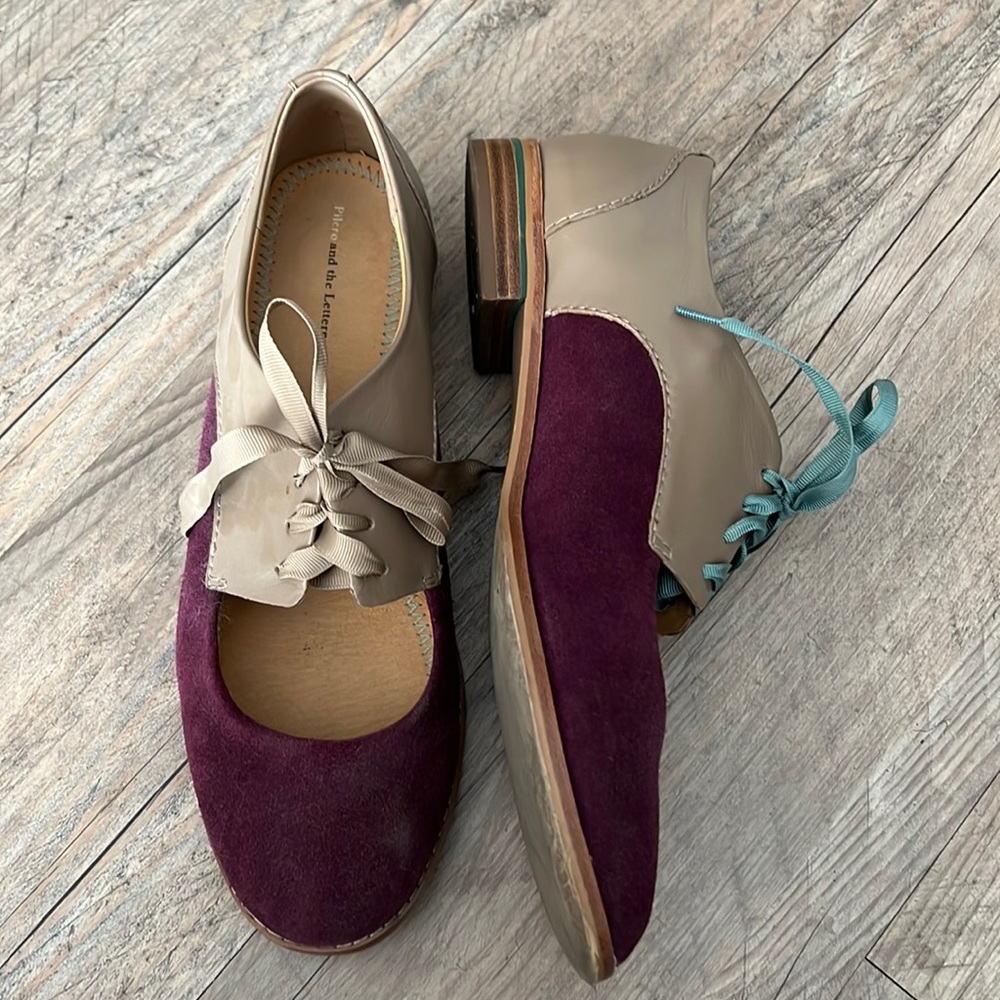Oil to and the Letterpress Anthropologie Leather and Suede Mary Jane Shoes Sz 9